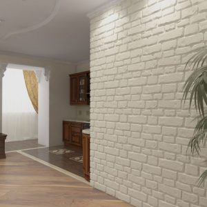 Гипсовая 3Д панель Старый камень в интерьере