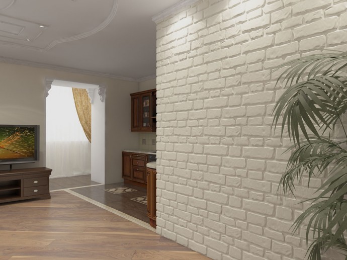 Гипсовая 3Д панель Старый камень в интерьере