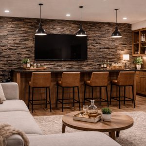 Гипсовый сланец Саянский кантри в интерьере