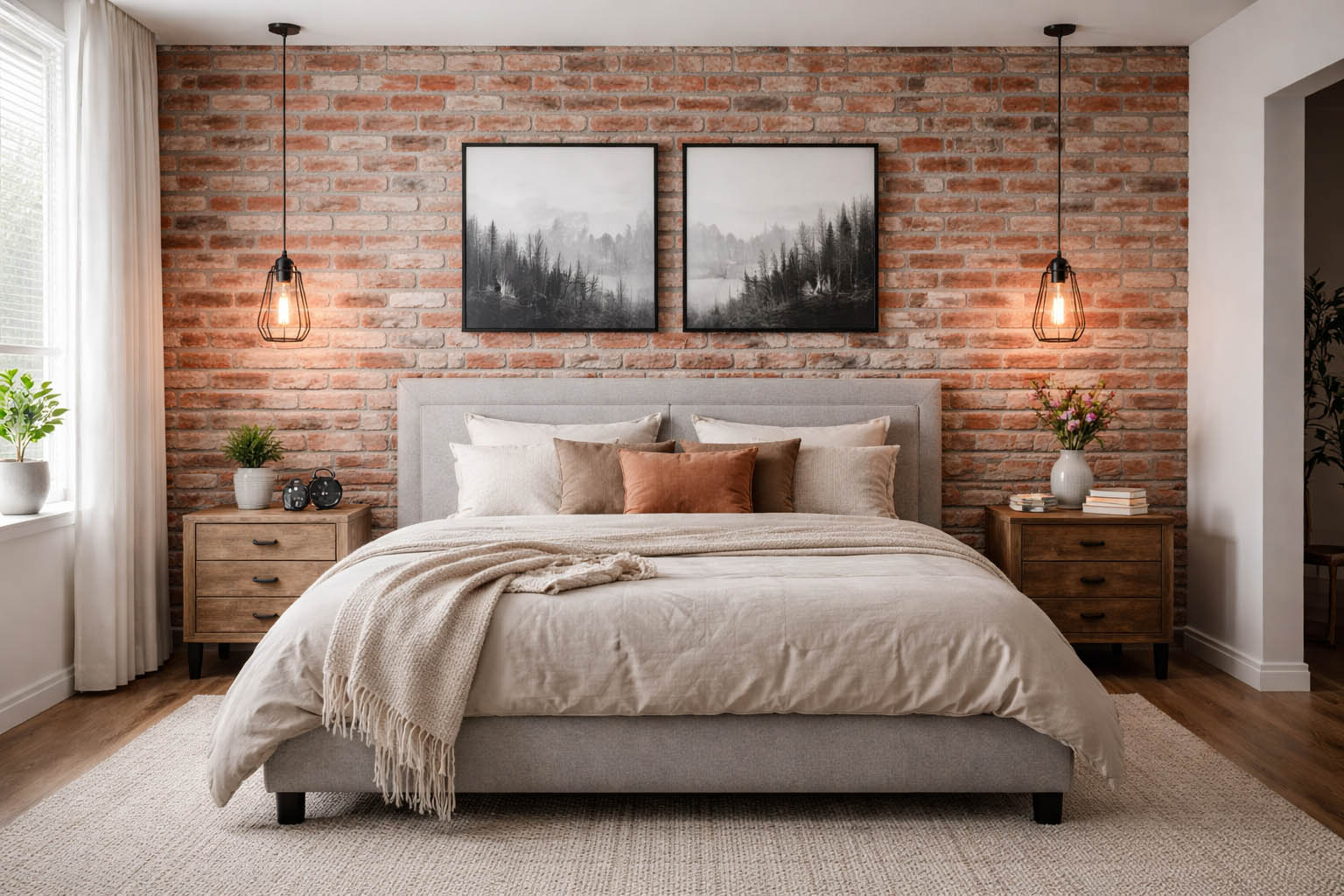 Декоративный кирпич Бельгийский красный в интерьере