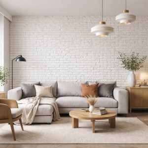 Декоративный кирпич Рустик белый интерьер