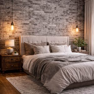 Декоративный кирпич Шамотный графит в интерьере