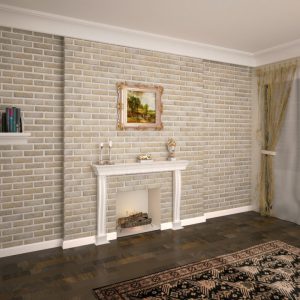 Декоративный кирпич Старая Прага бежевый в интерьере