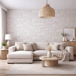 Гипсовый сланец Пещерная Брекчия белый в интерьере