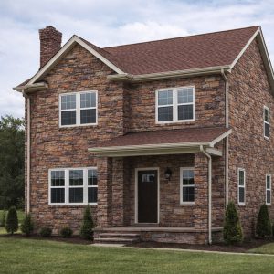 Декоративный бетонный сланец Скалистый темная охра отделка фасада